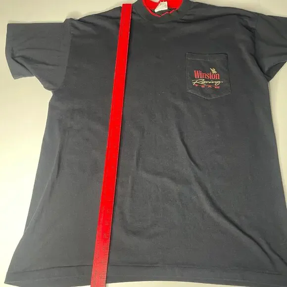 Vintage Winston Racing Pocket-Tee Shirt Men Sz XL Black 90s Single Stitch USA - Picture 8 of 13